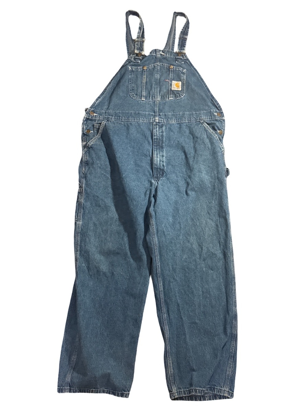 Carhartt Men's Denim Relaxed-Fit Bib Overalls in Blue 44/30